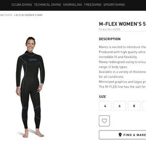 Mares 5mm M-Flex Women's Full Wetsuit 12